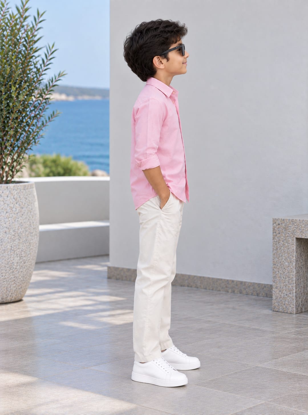 Kids Premium Light Pink Poplin Cotton Casual Shirt
