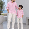 Dad & Son Premium Light Pink Poplin Cotton Casual Shirt