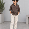 Kids Premium Coffee Brown Poplin Cotton Casual Shirt