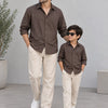 Dad & Son Premium Coffee Brown Poplin Cotton Casual Shirt