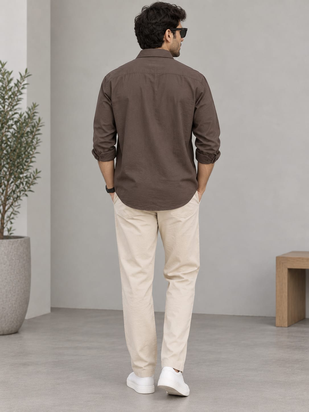 Men's Premium Coffee Brown Poplin Cotton Casual Shirt