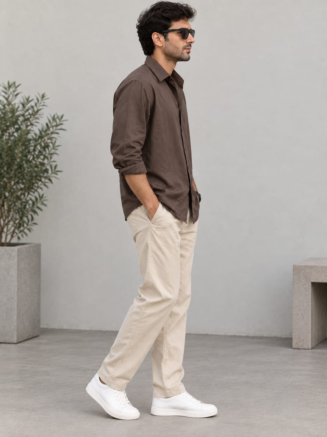 Men's Premium Coffee Brown Poplin Cotton Casual Shirt