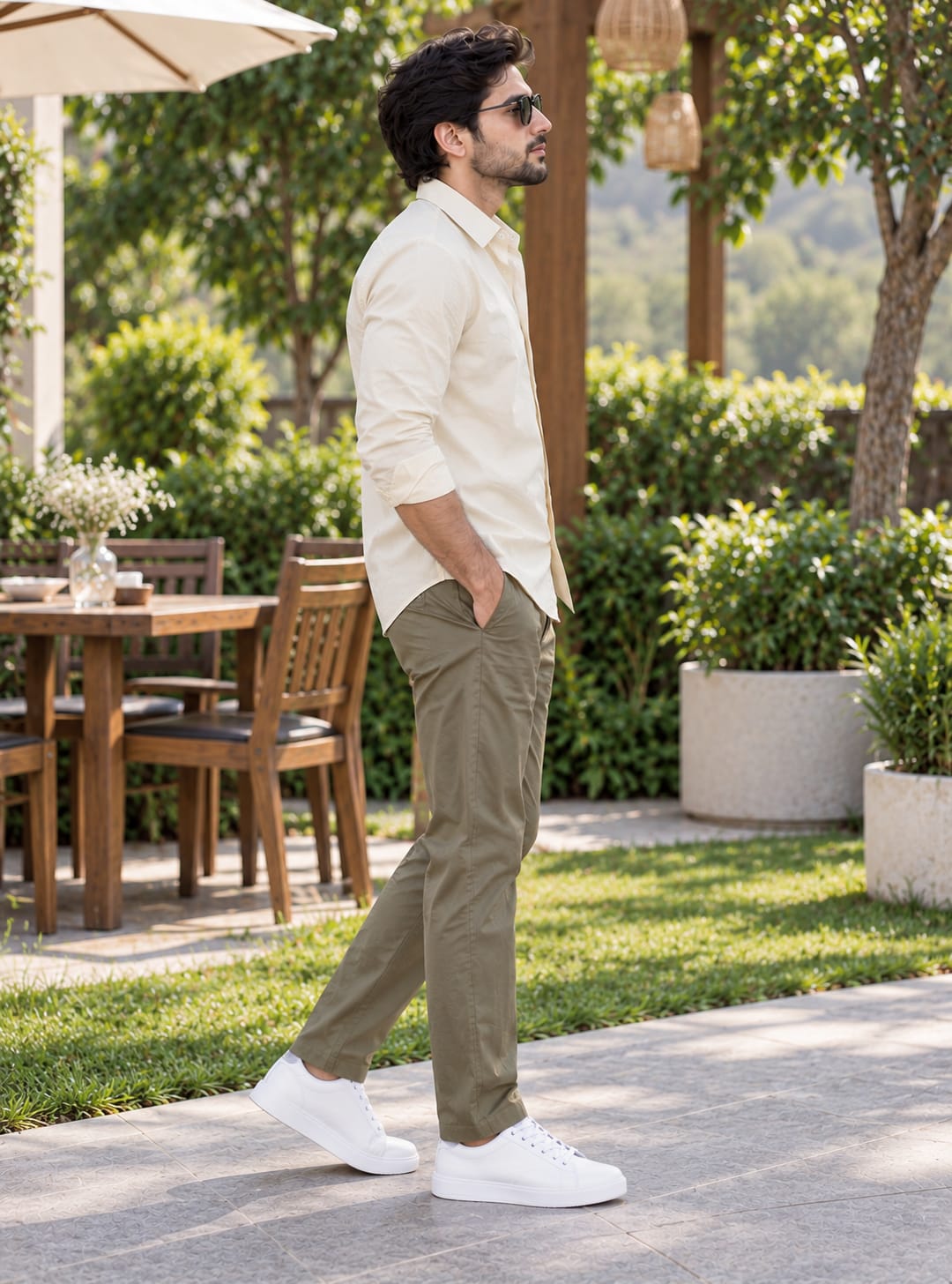 Men's Premium Ivory Cream Poplin Cotton Casual Shirt