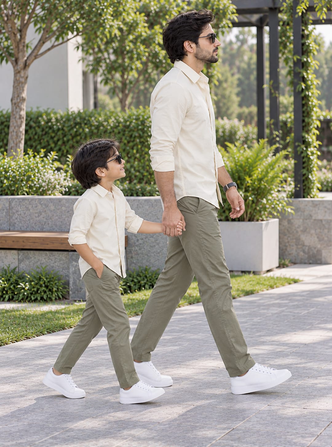 Dad & Son Premium Ivory Cream Poplin Cotton Casual Shirt