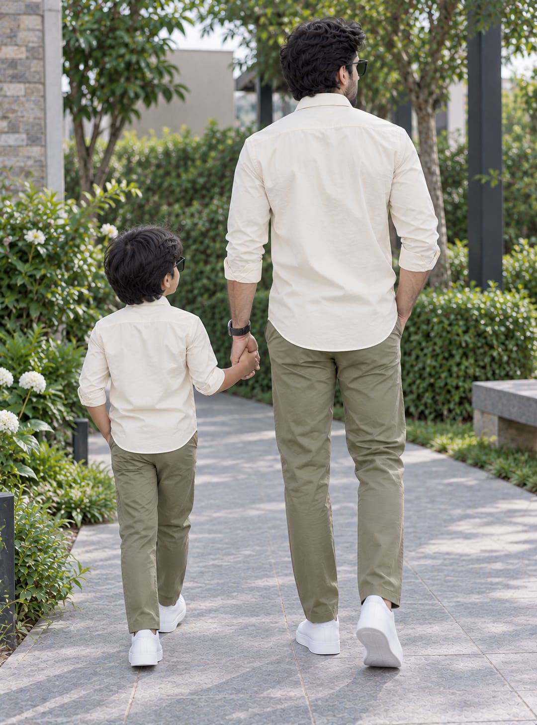 Dad & Son Premium Ivory Cream Poplin Cotton Casual Shirt
