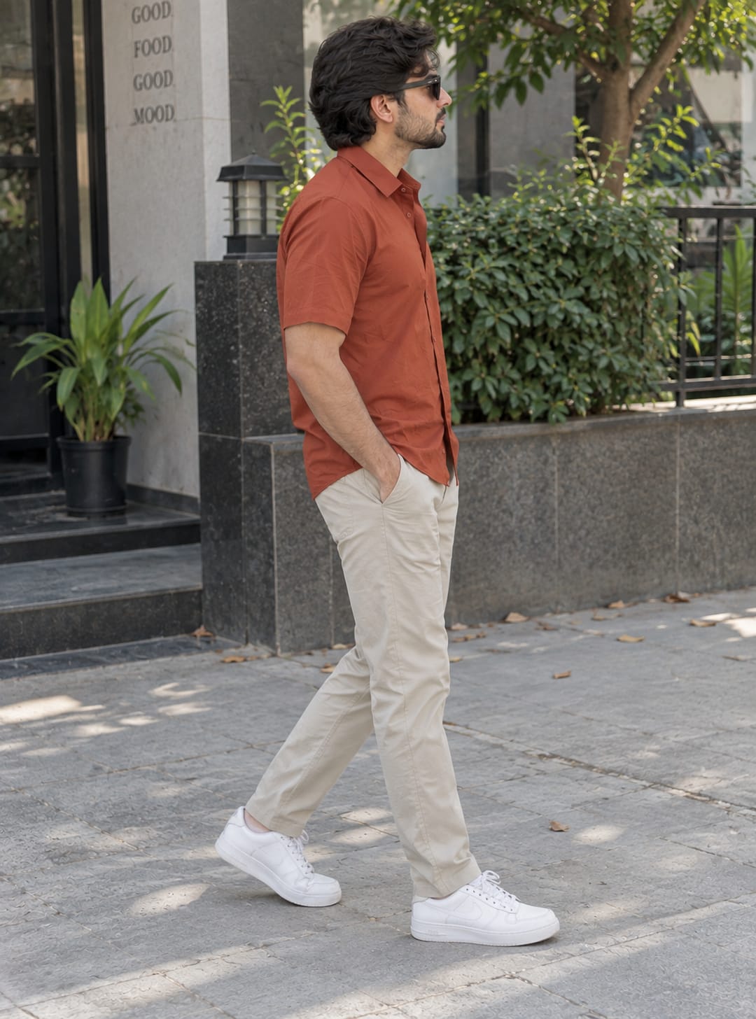 Men's Premium Orange Poplin Cotton Casual Shirt