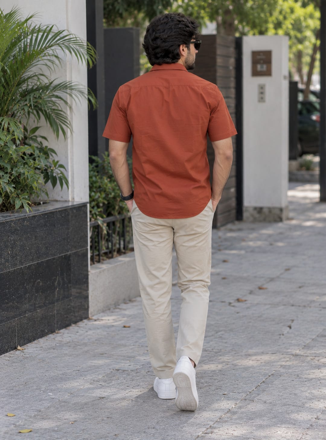 Men's Premium Orange Poplin Cotton Casual Shirt