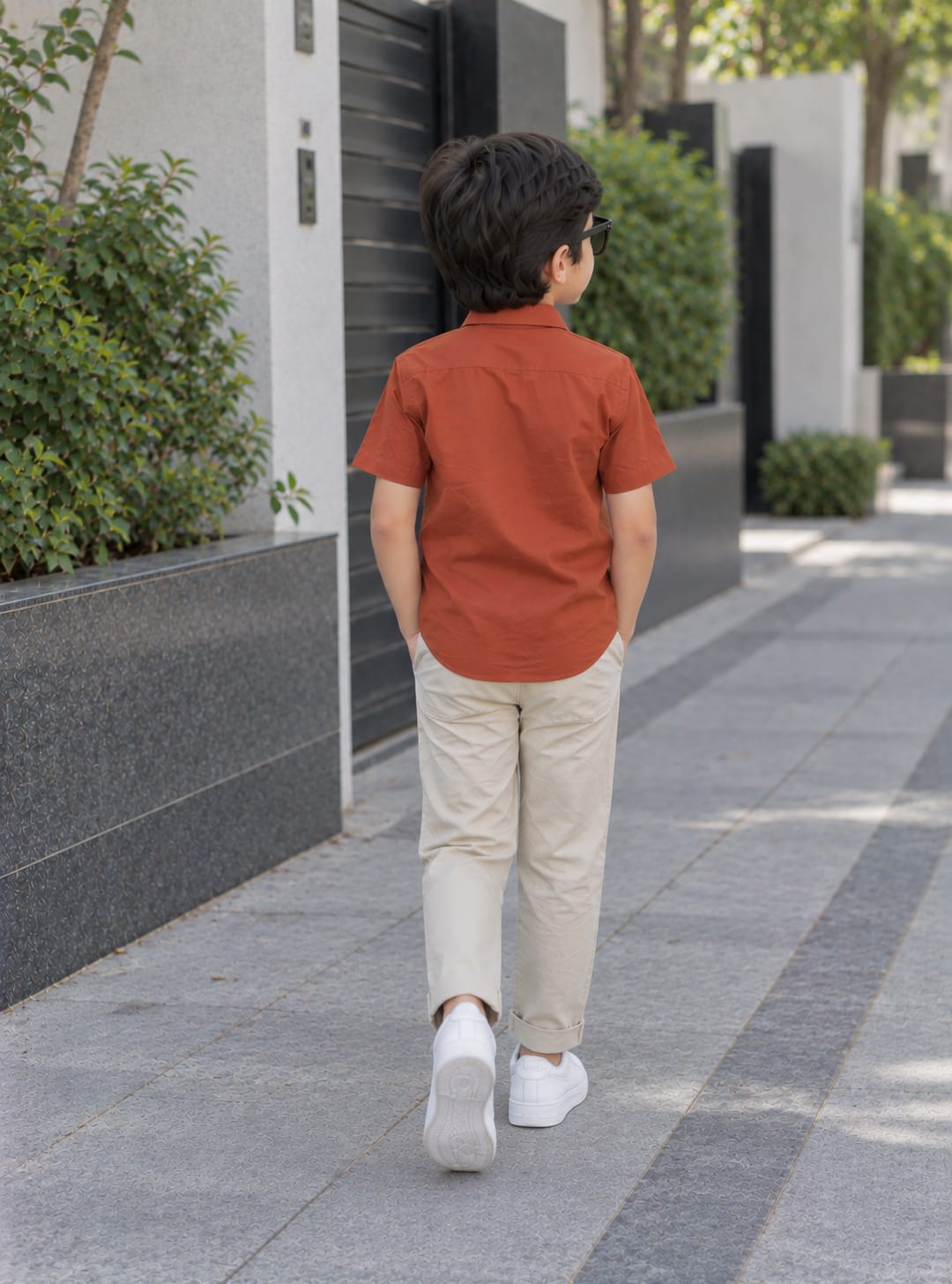 Kids Premium Orange Poplin Cotton Casual Shirt