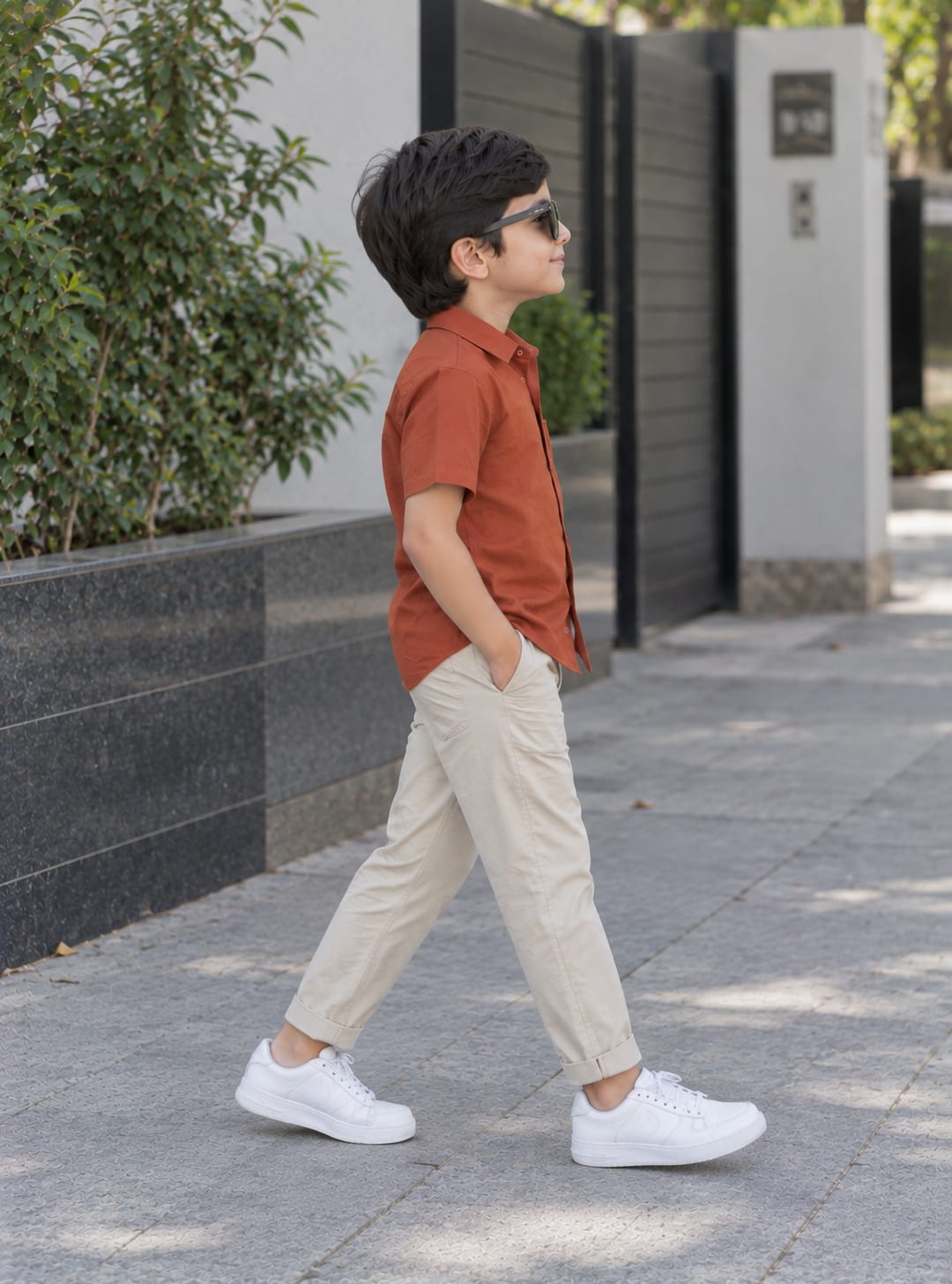 Kids Premium Orange Poplin Cotton Casual Shirt