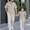 Dad & Son Premium Beige Poplin Cotton Casual Shirt