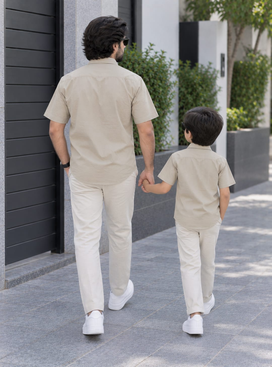 Dad & Son Premium Beige Poplin Cotton Casual Shirt