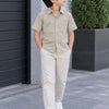 Kids Premium Beige Poplin Cotton Casual Shirt