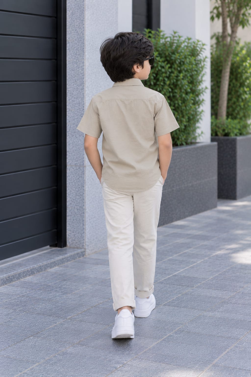 Kids Premium Beige Poplin Cotton Casual Shirt