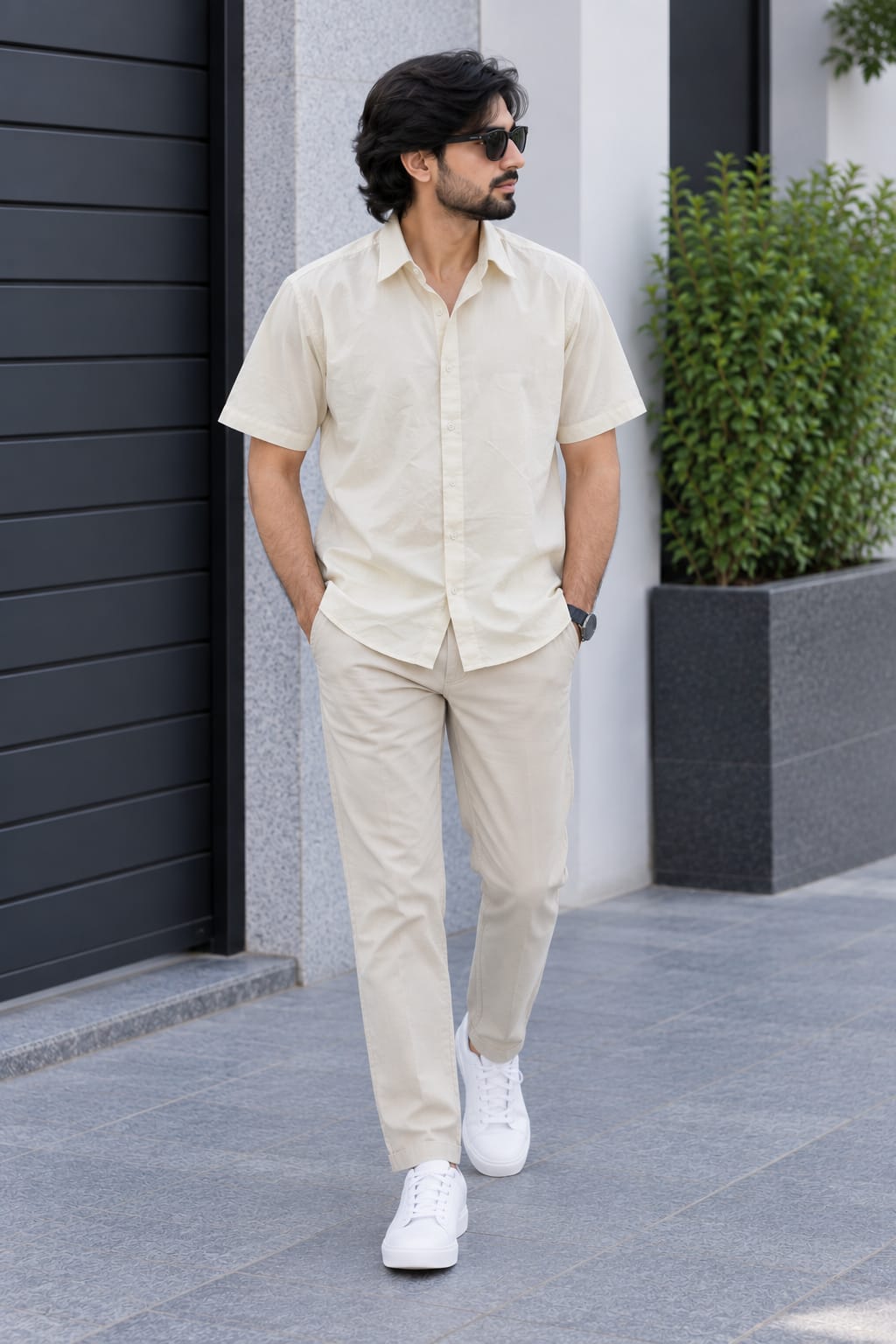 Men's Premium Ivory Cream Poplin Cotton Casual Shirt