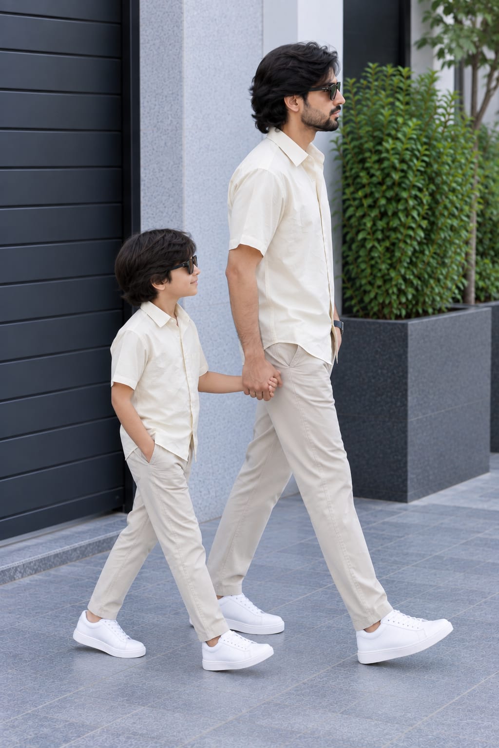 Dad & Son Premium Ivory Cream Poplin Cotton Casual Shirt