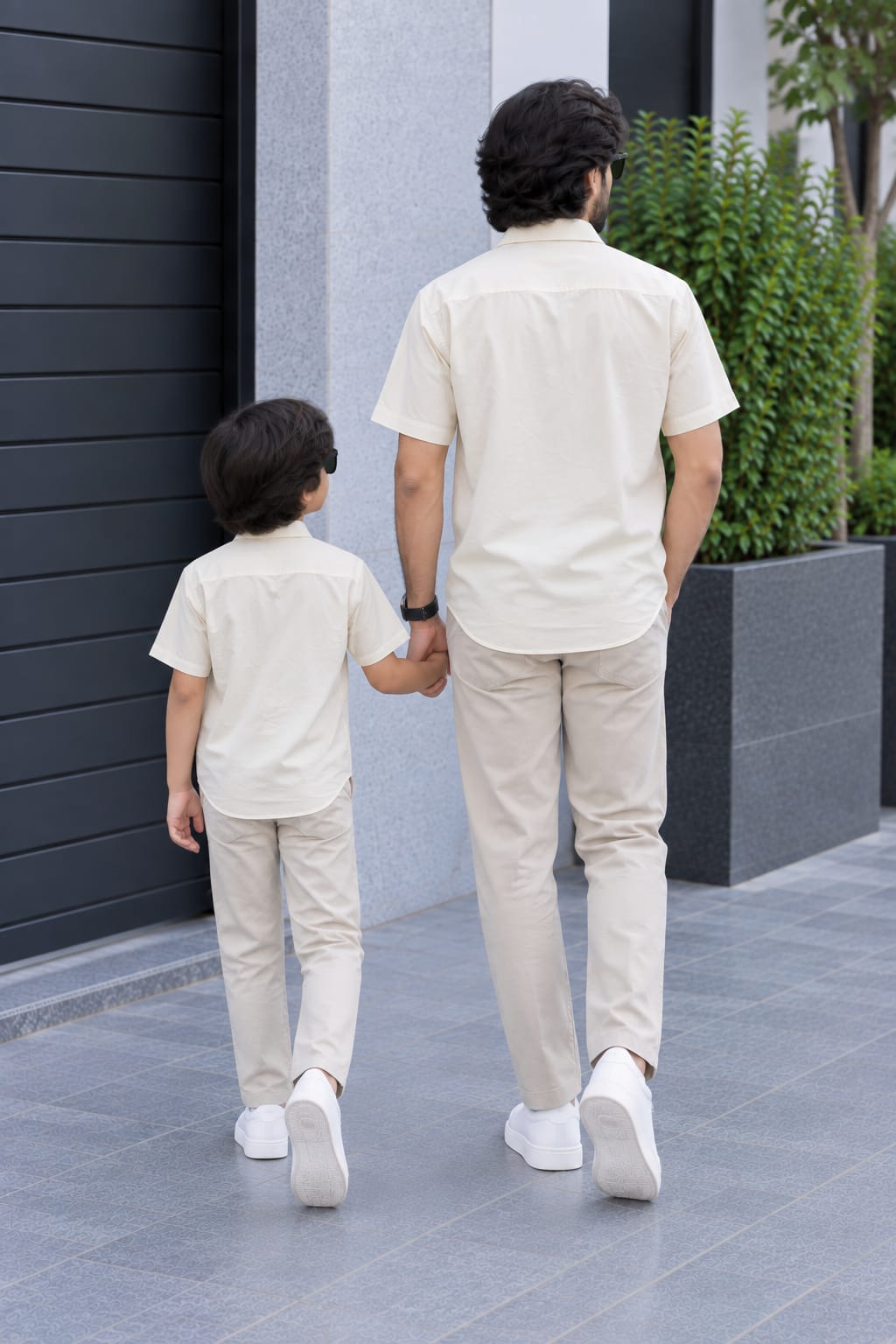 Dad & Son Premium Ivory Cream Poplin Cotton Casual Shirt