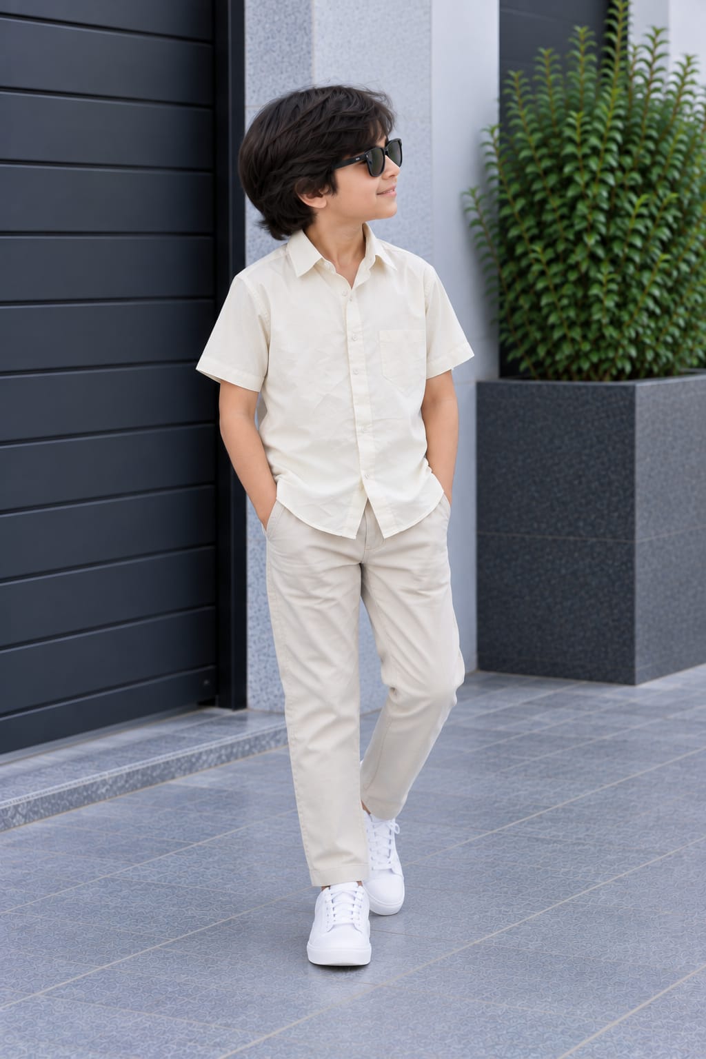 Dad & Son Premium Ivory Cream Poplin Cotton Casual Shirt