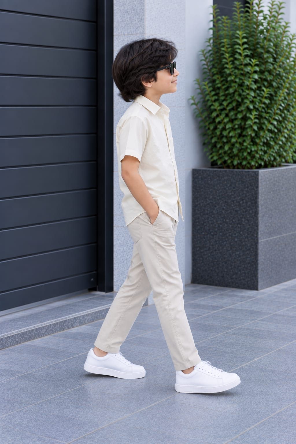 Kids Premium Ivory Cream Poplin Cotton Casual Shirt