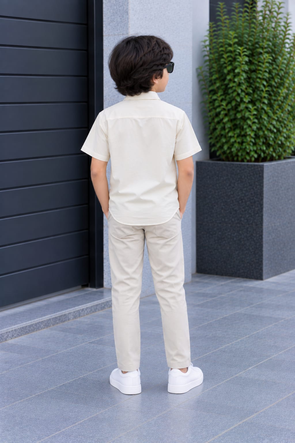 Kids Premium Ivory Cream Poplin Cotton Casual Shirt