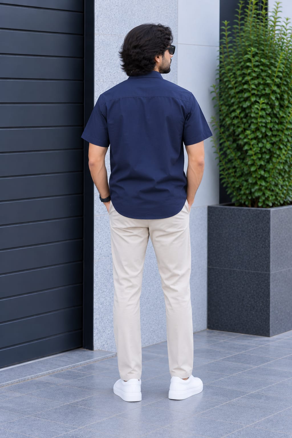 Men's Premium Navy Blue Poplin Cotton Casual Shirt
