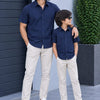 Dad & Son Premium Navy Blue Poplin Cotton Casual Shirt