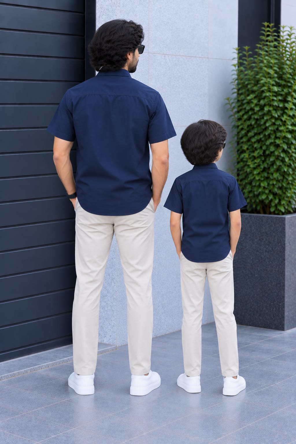 Dad & Son Premium Navy Blue Poplin Cotton Casual Shirt