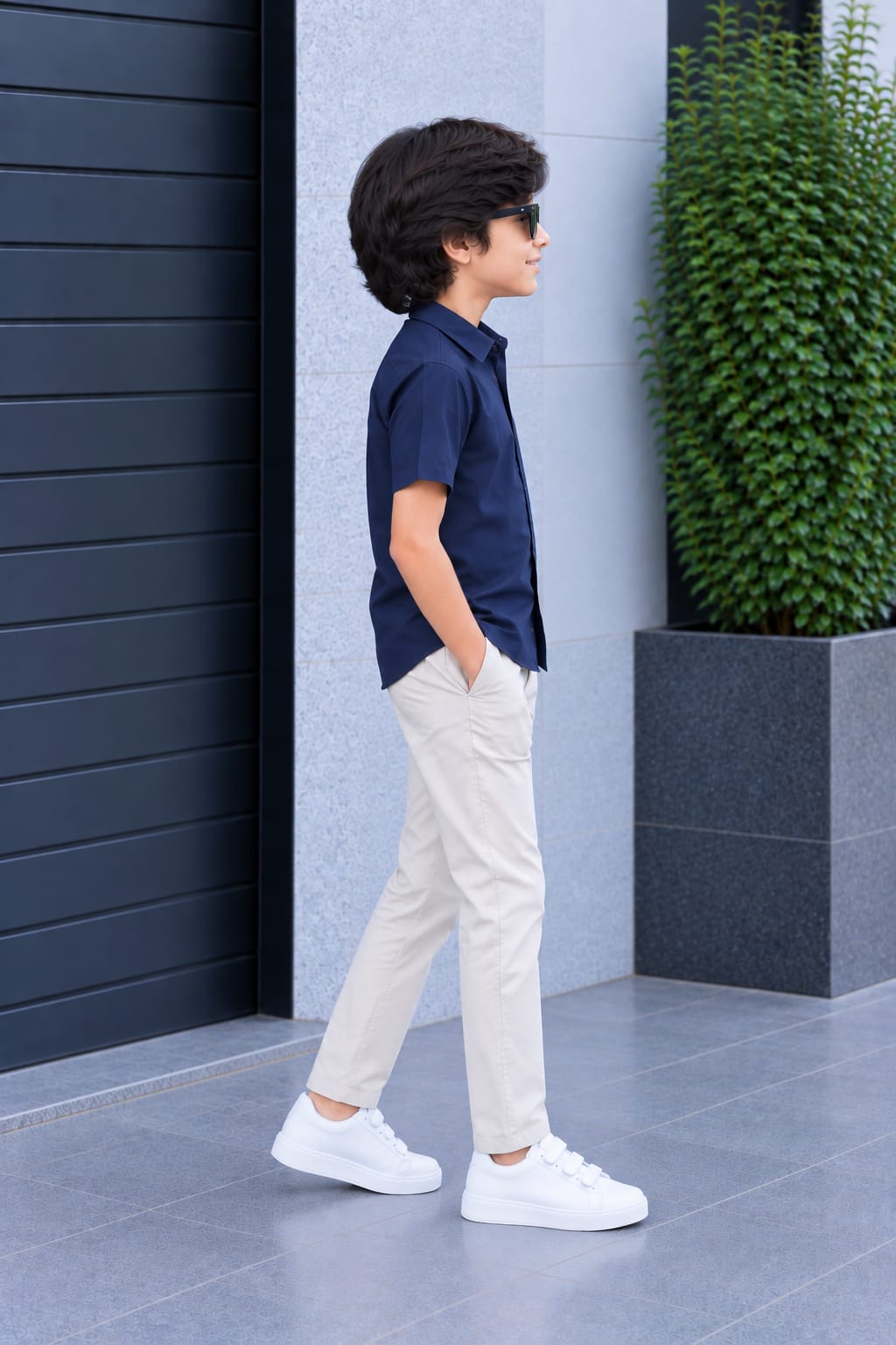 Kids Premium Navy Blue Poplin Cotton Casual Shirt
