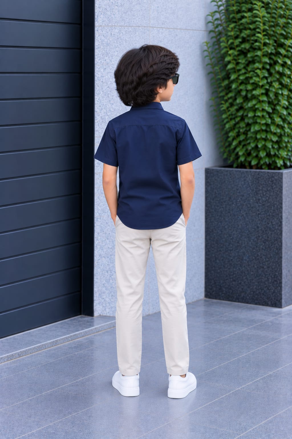 Kids Premium Navy Blue Poplin Cotton Casual Shirt