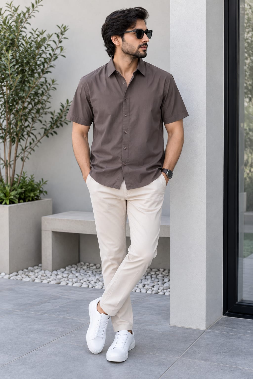 Men's Premium Coffee Brown Poplin Cotton Casual Shirt