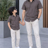Dad & Son Premium Coffee Brown Poplin Cotton Casual Shirt