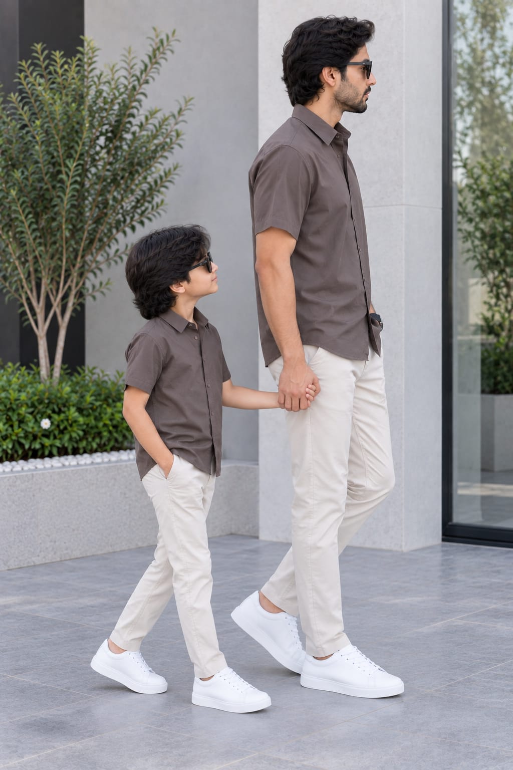Dad & Son Premium Coffee Brown Poplin Cotton Casual Shirt