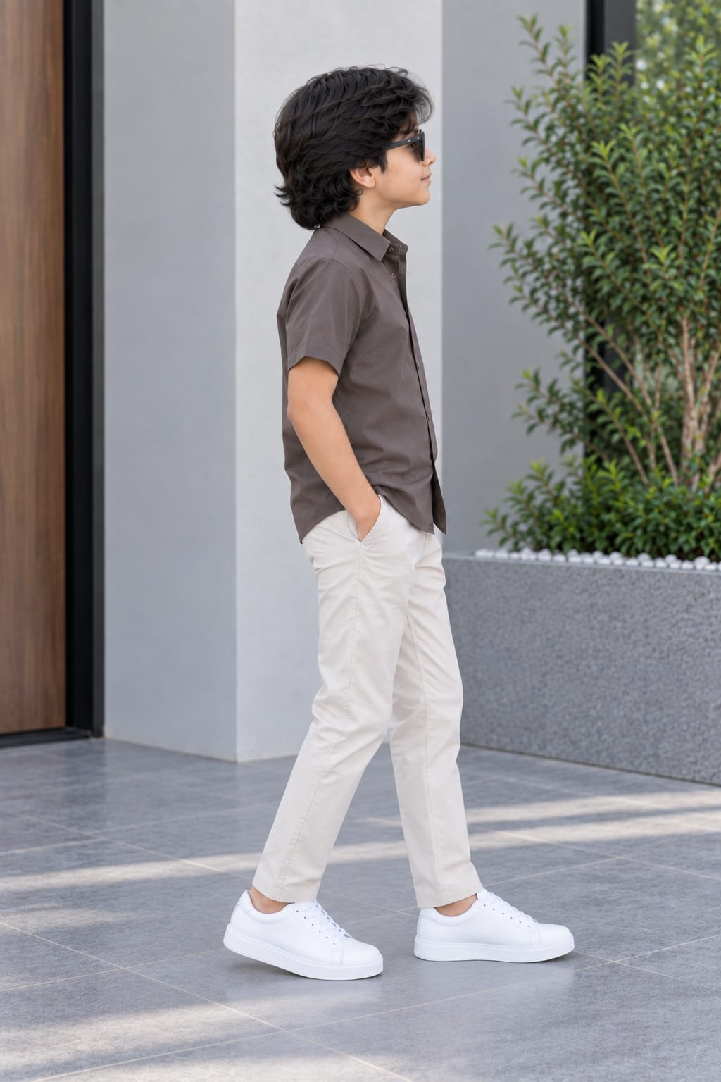 Kids Premium Grey Poplin Cotton Casual Shirt