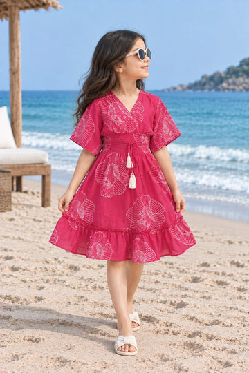 Pink Bloom Printed Girls’ Smocked Kaftan Dress