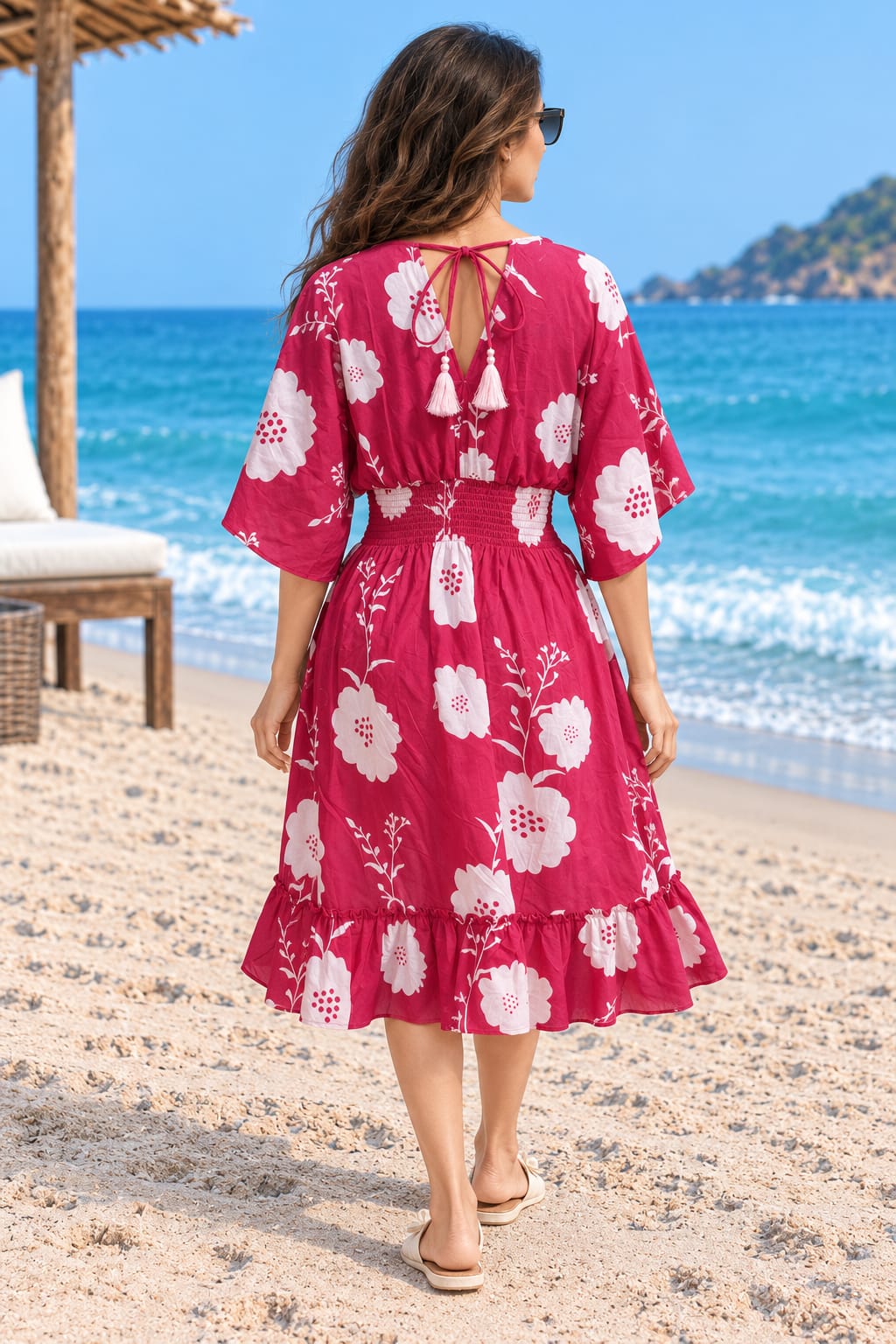 Ruby Floral Printed Smocked Kaftan Dress