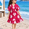 Ruby Floral Printed Girls’ Smocked Kaftan Dress