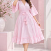 Blush Pink Smocked Ruffle Kaftan Dress