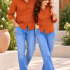 Couple’s Rust Orange Solid Casual Shirts – Matching Couple Outfit Set