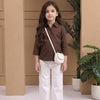 Girl's Brown Solid Cotton Shirt