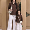 Mom & Daughter Outfit Brown Solid Cotton Shirt