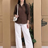 Women Mocha Brown Classic Button-Down Shirt