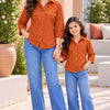 Mom & Daughter Outfit Rust Orange Solid Cotton Shirt