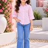 Girl's Pink Solid Cotton Shirt