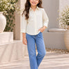 Girl's Ivory White Solid Cotton Shirt