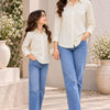 Mom & Daughter Outfit Ivory Solid Cotton Shirt
