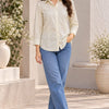 Women ivory Solid Cotton Button-Down Shirt
