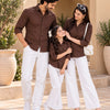 Family Matching Chocolate Brown Button-Down Shirts – Coordinated Casual Outfit Set