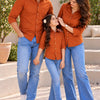 Family Matching Rust Orange Button-Down Shirts – Coordinated Casual Outfit Set