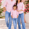 Family Matching Baby Pink Button-Down Shirts – Coordinated Casual Outfit Set