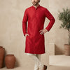 Men’s Red Silk Mirror embroidered Work Kurta & pant Set