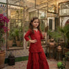 Girl’s Red Silk Mirror embroidery Work Sharara Set